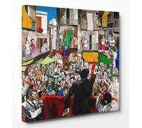 ShopArt - Guttuso Comizio di Quartiere - Quadro con Vernice effetto Pennellate Stesa a Mano a Rilievo - Stampa Fine Art su tela Canvas Alta Definizione Pronto da Appendere (cm 50 x 50)