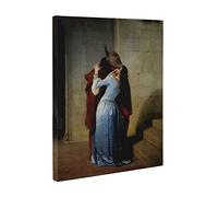ShopArt - Hayez Il Bacio - Quadro con Vernice effetto Pennellate Stesa a Mano a Rilievo - Stampa Fine Art su tela Canvas Alta Definizione Pronto da Appendere (cm 70 x 85)
