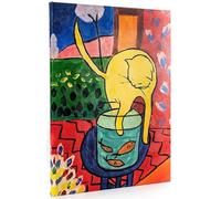 ShopArt - Matisse Gatto e Pesci Rossi - Quadro con Vernice effetto Pennellate Stesa a Mano a Rilievo - Stampa Fine Art su tela Canvas Alta Definizione Pronto da Appendere (cm 50 x 70)