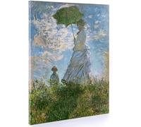ShopArt - Monet Donna con un parasole - Quadro con Vernice effetto Pennellate Stesa a Mano a Rilievo - Stampa Fine Art su tela Canvas Alta Definizione Pronto da Appendere (cm 50 x 70)