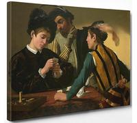 ShopArt - Quadro Effetto Pennellate a Rilievo - Caravaggio - I Bari - Stampa Fine Art su tela Canvas Alta Definizione Pronto da Appendere (cm 70 x 100)
