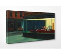 ShopArt - Quadro Effetto Pennellate a Rilievo - Edward Hopper Nighthawks - Stampa Fine Art su tela Canvas Alta Definizione Pronto da Appendere (cm 50 x 100)
