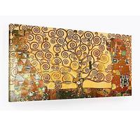 ShopArt - Quadro Effetto Pennellate a Rilievo - Gustav Klimt l’Albero della Vita - Stampa Fine Art su tela Canvas Alta Definizione Pronto da Appendere (cm 50 x 100)