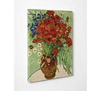 ShopArt - Quadro Vernice Effetto Pennellate - Van Gogh, Vaso con Margherite e Rose- Stampa Fine Art su tela Canvas Alta Definizione Pronto da Appendere (cm 50 x 70)