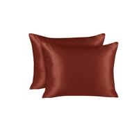 ShopBedding Luxury Satin Pillowcase for Hair - King Satin Pillowcase with Zipper Rust (Pillowcase Set of 2) - Blissford