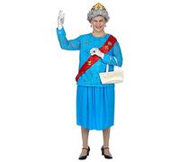 shoperama Costume divertente GB Queen da uomo Regina inglese Elizabeth Lizzy Drag Queen JGA addio al celibato Carnevale Gran Bretagna Taglia XL