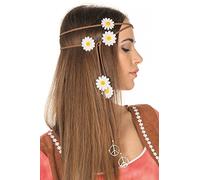shoperama Fascia per capelli in stile hippie, anni '60, con fiori e peace