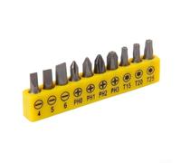 Shophubio Set di 10 inserti per viti a croce Torx a testa piatta, set di punte per cacciavite con gambo esagonale da 1/4", antiscivolo, per trapano elettrico e utensili manuali (giallo)