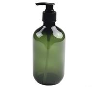 Shophubio Set di 4 flaconi con erogatore a pompa ricaricabile, 500 ml, in plastica PP, per shampoo, bagnoschiuma, lozioni, oli essenziali, bagno, doccia, liquidi, verde e marrone (verde)