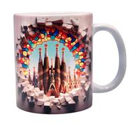 Shopi Zone Tazza in ceramica con disegno della Sacra Famiglia e Vetriere in Effetto 3D - Arte e Architettura