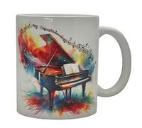 Shopi Zone Tazza in ceramica con pianoforte a coda - Arte colorata, note musicali e passione per la musica