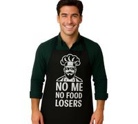 ShopINess Grembiule da Cucina Divertente Unisex Grembiule da Cuoco Regolabile, 3 tasche per Barbeque con Amici Feste Regalo Originale (No me no food)