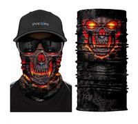 ShopINess Scaldacollo Bandana Multiuso Copricapo Multifunzione Foulard Unisex per Moto Bici Sport Festival Carnevale Halloween Teschio (Burning)