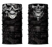 ShopINess Scaldacollo Multifunzione - Pack Teschio Bianco + Teschio Pirata