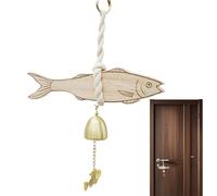Shopkeepers Bell for Door Opening, Rustic Wooden Door Chime with Fish Design, Easy to Install Decorative Entry Doorbell for Shop, Café, Apartment, Dorm, Living Room, Studio, Home Decor