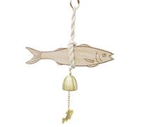 Shopkeepers Bell, Wooden Door Chime, 7.87x1.57in Rustic Entry Alert Bell, Easy to Decorative Doorbell, Fish Design Accent Piece for Shop, Cafe, Dorm, Apartment, Room Decor