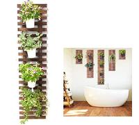 ShopLaLa Fioriera da parete in legno da appendere per piante da interni ed esterni, giardino verticale, fioriera da parete per piante, supporto per piante grasse per vasi da fiori con telaio da 120 cm