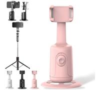 Shoplyhube Smart AI Facial Recognition Phone Tripod, 360° Auto Face Tracking Stand, Remote and Gesture Control, 360 Rotation with Different Sizes, for Live Video Recording Vlog (Pink,With Tripod)