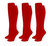 ShopMCR School Knee High Plain Socks 3 Paia di Calzini Bambini, Ragazze, per Il rientro a Scuola, Altezza al Ginocchio, in Cotone, Rosso, 7-10 Years (Pacco da 3) Unisex-Adulto
