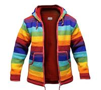 SHOPOHOLIC FASHION Arcobaleno a righe con cappuccio foderato in pile super caldo lavorato a mano, trota arcobaleno., XXL