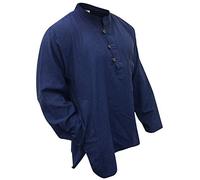 SHOPOHOLIC FASHION Camicia da Nonno in Tinta Unita, Blu, XX-Large