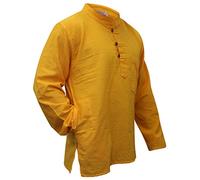 SHOPOHOLIC FASHION Camicia da Nonno in Tinta Unita, Giallo, M