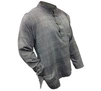 Shopoholic Fashion Camicia da nonno in tinta unita, Grigio, 3XL