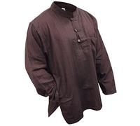 Shopoholic Fashion Camicia da nonno in tinta unita, Marrone, 4XL
