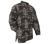 SHOPOHOLIC FASHION - Camicia da uomo leggera, stile hippie Nero XXXXL