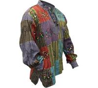 Shopoholic Fashion Camicia Hippie da Uomo Patchwork StoneWashed, Multicolore, XL