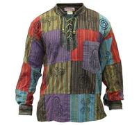 SHOPOHOLIC FASHION Camicia Hippie da Uomo StoneWashed Bloccata, XL