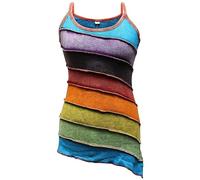 SHOPOHOLIC FASHION Canotta da Donna in Stile Hippie Boho a Righe Arcobaleno Slavato, Righe Arcobaleno., M