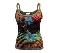 Shopoholic Fashion Canotta Hippy 100% Cotone Taglio Rasoio per Donna Medio Fiore Razercut