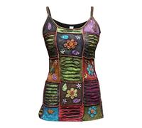 Shopoholic Fashion - Canotta senza maniche da donna, lavaggio acido, stile hippie, multicolore, L