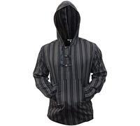 Shopoholic Fashion Dharke Felpa da uomo multicolore a righe, stile nonno, con cappuccio, leggera BLACK MIX X-Large