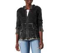 SHOPOHOLIC FASHION Donna Felpa con Cappuccio con Taglio a Rasoio Slashed Stone Washed, Nero, S