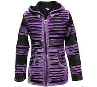 SHOPOHOLIC FASHION Donna Felpa con Cappuccio con Taglio a Rasoio Slashed Stone Washed, Viola, XL