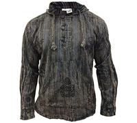 Shopoholic Fashion Felpa con Cappuccio da Uomo a Righe slavate, a Maniche Lunghe, Hippy, Leggera, Nero, M