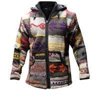 SHOPOHOLIC FASHION Felpa Invernale con Cappuccio da Uomo con Fodera in Pile | Giacca Patchwork Stile Hippie Bohemien | Giacca Calda con Zip, XL