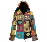 SHOPOHOLIC FASHION - Giacca con cappuccio da donna Love Peace, stile hippy,motivo patchwork, 3XL