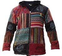 SHOPOHOLIC FASHION Giacca con Cappuccio Hippie Patchwork Festival, Maglione con Zip a Maniche Lunghe Foderato in Pile per Uomo e Donna, XL