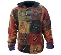 SHOPOHOLIC FASHION Giacca con Cappuccio in Pile Multicolore Patchwork Tradizionale da Uomo, S