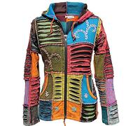 SHOPOHOLIC FASHION Giacca da Donna con Cappuccio Pixie Ricamata StoneWashed, Felpa in Tessuto di Cotone a Costine Elastiche Morbide a Maniche Lunghe, S