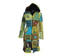 SHOPOHOLIC FASHION - Giacca da donna in pile ricamata, con motivo floreale, lungo sopra cappotto Multi M