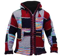 SHOPOHOLIC FASHION Giacca da Uomo in Lana Patchwork Colorata con Cappuccio Supercosy Festival Hippy Boho (Multi/M)