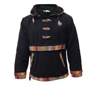 SHOPOHOLIC FASHION Giacca in Pile con Cappuccio Hippie da Uomo, (Nero/S)