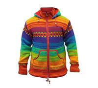 SHOPOHOLIC FASHION Giacca Invernale Da Uomo Lana Con Cappuccio Arcobaleno Collo Alto, Multicolore, S