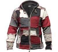SHOPOHOLIC FASHION Giacca Invernale in Lana Patchwork Hippie da Uomo, M