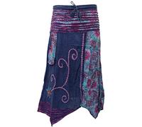 SHOPOHOLIC FASHION Gonna lunga da donna ricamata a mano, stile hippie, floreale, stile bohémien, Blu, Taglia unica