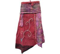 SHOPOHOLIC FASHION Gonna lunga da donna ricamata a mano, stile hippie, floreale, stile bohémien, Marrone scuro, Taglia unica